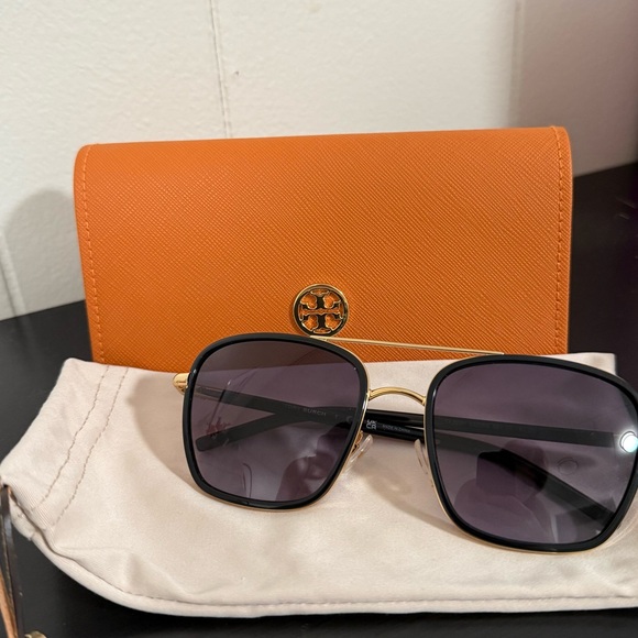 Tory Burch Accessories - Tory Burch Black and Gold Sunglasses with Orange Case